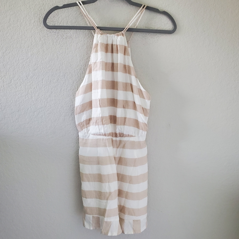 Seek The Label high neck striped cutout romper
